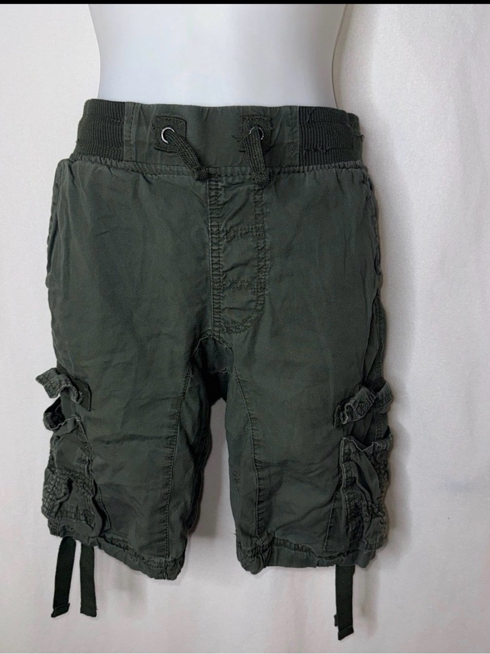 Women's Olive Green Cargo Drawstring Shorts